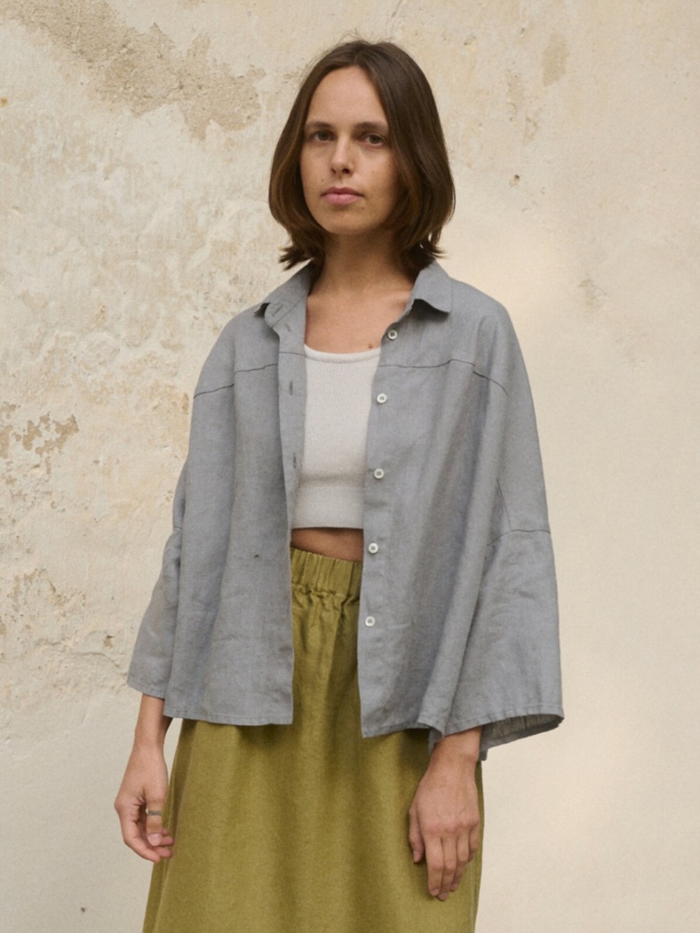 Linenfox Halli Shirt in Neutral Grey